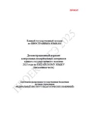 ЕГЭ 2025, Китайский язык, 11 класс, Демонстрационный вариант, Письменная часть, Проект