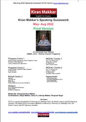 IELTS, Kiran Makkar’s Speaking Guesswork, Final Version, May-Aug, Kiranpreet Kaur Makkar, 2022