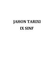 Jahon tarixi, 9 sinf