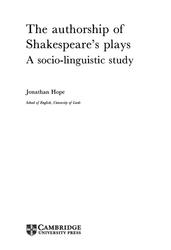 The Authorship of Shakespeare's Play, A Socio-linguistic Study, Hope J., 2006